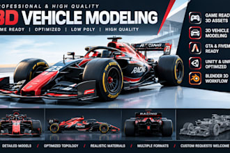 create low poly game ready 3d car and vehicle models for unity unreal engine gta