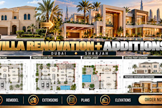 create dubai sharjah villa renovation plans additions elevations