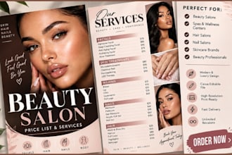 design beauty salon price list, spa menu and beauty flyer
