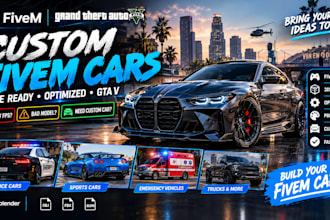 create custom 3d fivem car, gta vehicle amd game ready model