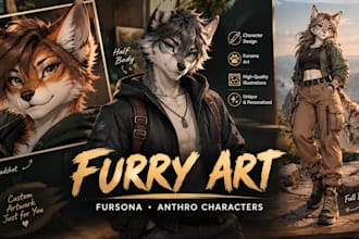 draw furry art, fursona and anthro characters