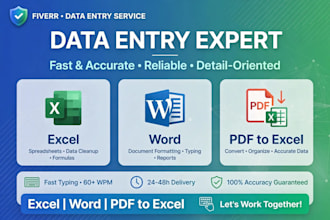 do accurate data entry excel data cleanup and pdf to excel