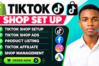 setup and manage tik tok shop, affiliate marketing and product listing
