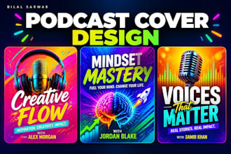 create professional podcast covert art logo podcast branding video design