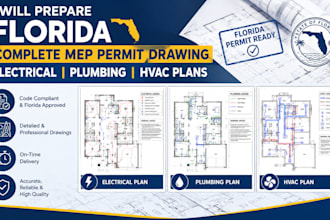 prepare florida complete mep permit drawing, electrical plumbing and hvac plans
