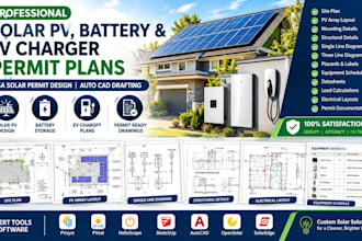 design USA solar pv, battery, and ev charger permit plans