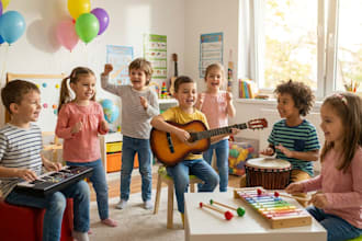 compose and sing children song for kids and children