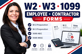 prepare w2 w3 and 1099 forms for employees and contractors