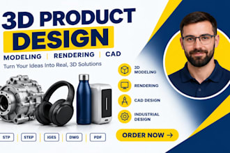 do 3d cad design, 3d modeling and rendering design, 3d animation for your brand