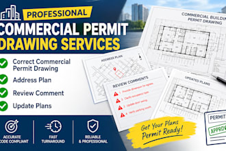 correct commercial permit drawing, address plan, review comment and update plans