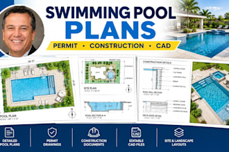 design swimming pool plans, pool permit drawings and construction plans