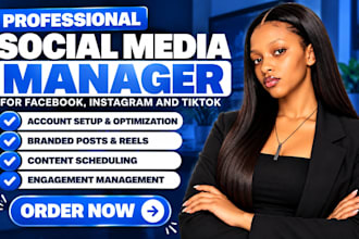 be your social media marketing  manager for facebook instagram and tiktok mgmt
