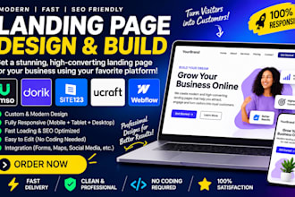 design and bulid a responsive umso dorik site123 ucraft  webflow landing page