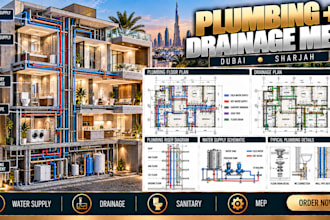 create dubai sharjah plumbing drainage water supply mep drawings