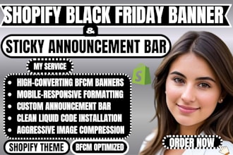 design a shopify black friday banner and sticky announcement bar