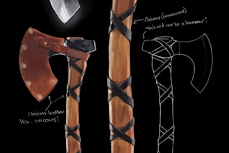 draw fantasy spot illustrations, items and small creatures by hand