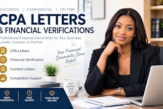 write CPA letter, verify statement, comfort letter, compilation as licensed CPA
