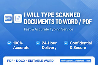 do accurate data entry, excel, pdf to excel and typing work