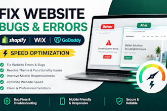 fix shopify wix godaddy website bugs issues errors and improve website speed