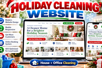 design a holiday cleaning website for house and office cleaning services website