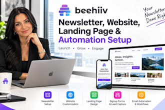 setup beehiiv newsletter, beehiiv website, landing page, beehiv automation