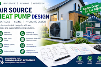 design air source heat pump systems, heat loss, sizing and hydronic design