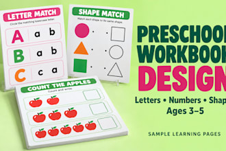 design preschool workbooks, learning worksheets and kids activity books