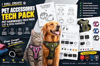create pet accessories tech pack pet harnesses tech pack cat and dog harness