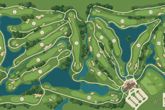create custom vector golf course maps for club, resorts and tournaments