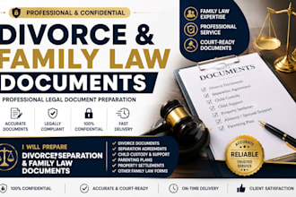 prepare family law, divorce and separation legal documents