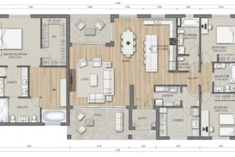 design residential house, floor plans, with furniture layouts
