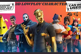 create 3d lowploy character ps1 ps2 n64 psx retro game style 3d model rigging