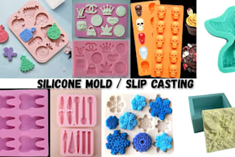 create custom silicone mold plastic injection mold slip casting mold print stl