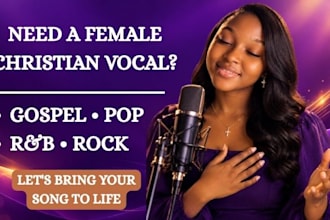 sing female christian gospel vocal for gospel, worship, pop, rock, rnb and more