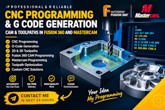 do cnc programming, g code, cnc toolpath in fusion 360 mastercam for cnc machine