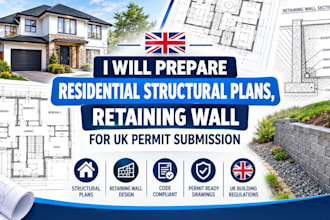 prepare residential structural plans, retaining wall for UK permit submission