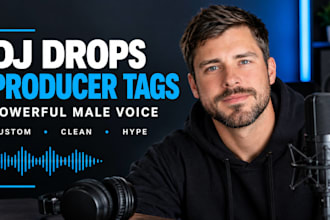create powerful male dj drops, producer tags and hype custom vocal tags