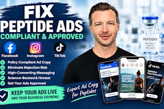 fix peptide ads issues, compliant peptide ads on facebook, instagram, and tiktok