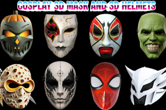 sculpt wearable 3d mask 3d helmet halloween mask design anime mask stl printing