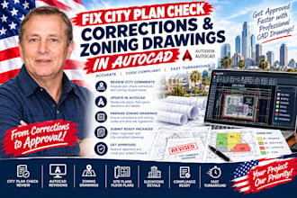fix city plan check corrections and zoning drawings in autocad