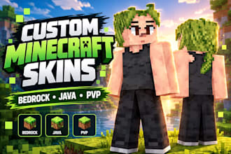 create minecraft skin for bedrock server and java, pvp