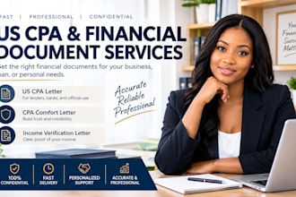 provide US CPA letter, CPA comfort letter and income verification letter