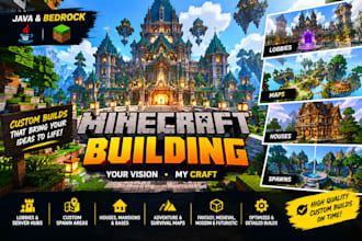 build minecraft lobby, map, house, spawn in java or bedrock