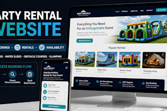 build inflatable obstacle course, water slide, glamping party rental website