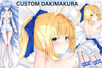 draw nsfw anime dakimakura body pillow art for your waifu, sfw, oc or character