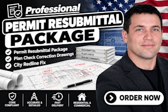 permit resubmittal package, plan check correction drawings, city redline fix