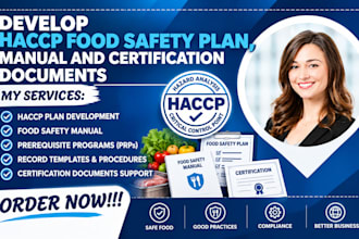 develop haccp food safety plan, manual and certification documents