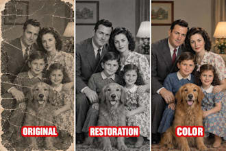 restore old photos, fix damage, remove scratches and colorize photo