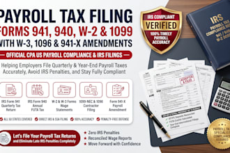 handle w2, 1099 and payroll tax filing with forms 941, 940, 944, w3 and w4