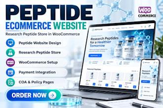 build peptide ecommerce website and research peptide store in woocommerce